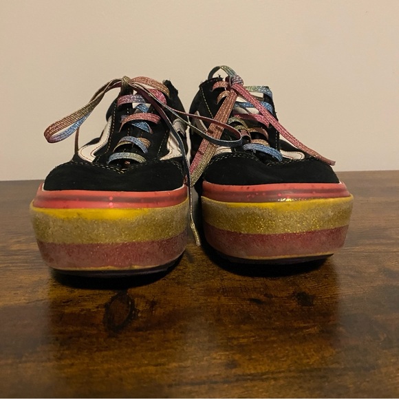 Vans Platform Sneakers Old Skool  6.5 women’s 5 men’s Black Glitter Rainbow - Picture 6 of 7